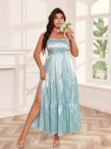 Bellastra Plus Size Women's Elegant Dress Romantic Pearl Embellished Dress - Green - View 4