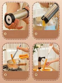 SHEIN 1 件套西班牙油条机，不锈钢电动拉丁美洲小吃机，配有各种喷嘴、清洁刷、家用烘焙工具套装、DIY 烘焙套件、厨房小工具 - 黑色 - 查看 7