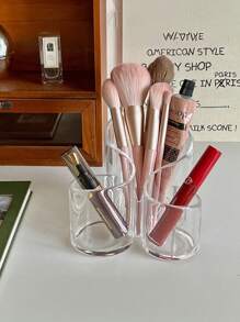 SHEIN 1 hộp đựng đồ trang điểm bằng nhựa, hộp trong suốt hiện đại, thích hợp cho gia đình, bãi biển ngày lễ, bộ sưu tập phòng tắm, bộ sưu tập phòng ngủ, quà tặng Ngày của Cha, hộp đựng cọ trang điểm, hộp đựng mỹ phẩm và giá đựng bút, thích hợp cho bàn làm việc văn phòng, hộp đựng đồ để bàn và phụ kiện bàn trang điểm, thích hợp làm quà tặng ngày lễ Giáng sinh - Trong sáng - Xem 5