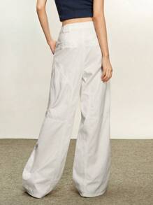 Rina Fox Pantalones vaqueros anchos informales y sueltos de color liso sin cinturón para mujer - Blanco - Ver 2