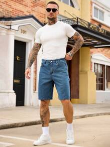 RivetRise Shorts vaqueros casuales tipo bermuda con bolsillos para hombre