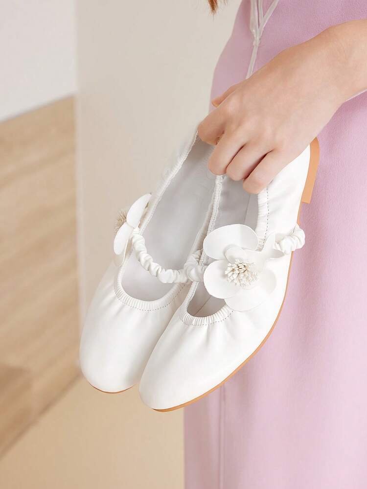 PU LEATHER FLOWERS FLATS