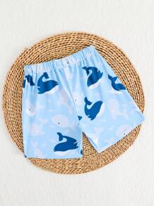 Pantalones cortos de playa con estampado de delfín adorable para niño pequeño