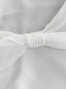 GlowEve CURVE 大码女式纯色腰带优雅办公室衬衫 - 白色 - 查看 3