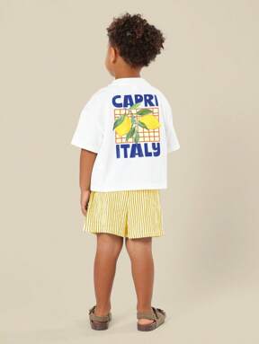 SUMWON Summer Beach Vibes Vacation Club T-Shirt Italy Capri Lemon Print Casual Holiday Wear
