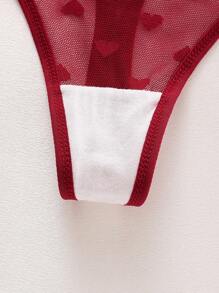 SHEIN 3pcs/Pack Women Low Waist Lace Thong Panties, Random Heart Pattern