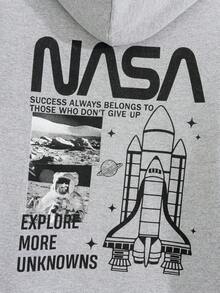 EURMUSE Men Cottonline Letter Printed Regular Hoodie - Grey - View 2