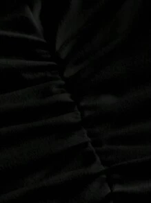 SHEIN EZwear 休闲简约垂坠领蓝色花卉印花系带修身衬衫，适合度假、海滩、春假女生旅行、返校 - 彩色 - 查看 3