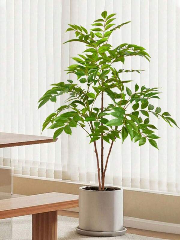 SHEIN 76-130cm Large Artificial Plants Fake Tropical Palm Tree Plastic Nandina Tree Branch Tall Green Plants For Home Garden Office Decor Without Pot Gifts Birthday Graduation