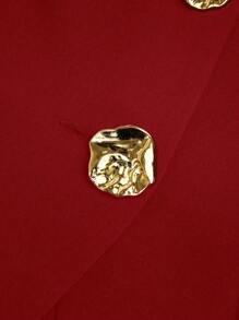 Sweetra Plus Size Button Pocket Flap Collar Short Sleeve Shirt - Red - View 4