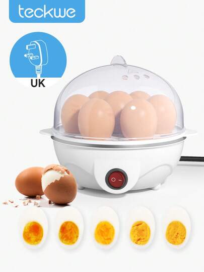 Teckwe Rapid Egg Cooker, 7 Egg Capacity Electric Egg Cooker For Hard Boiled Eggs, Poached Eggs, Scrambled Eggs, Or Omelets With Auto Shut Off Feature-UK Plug