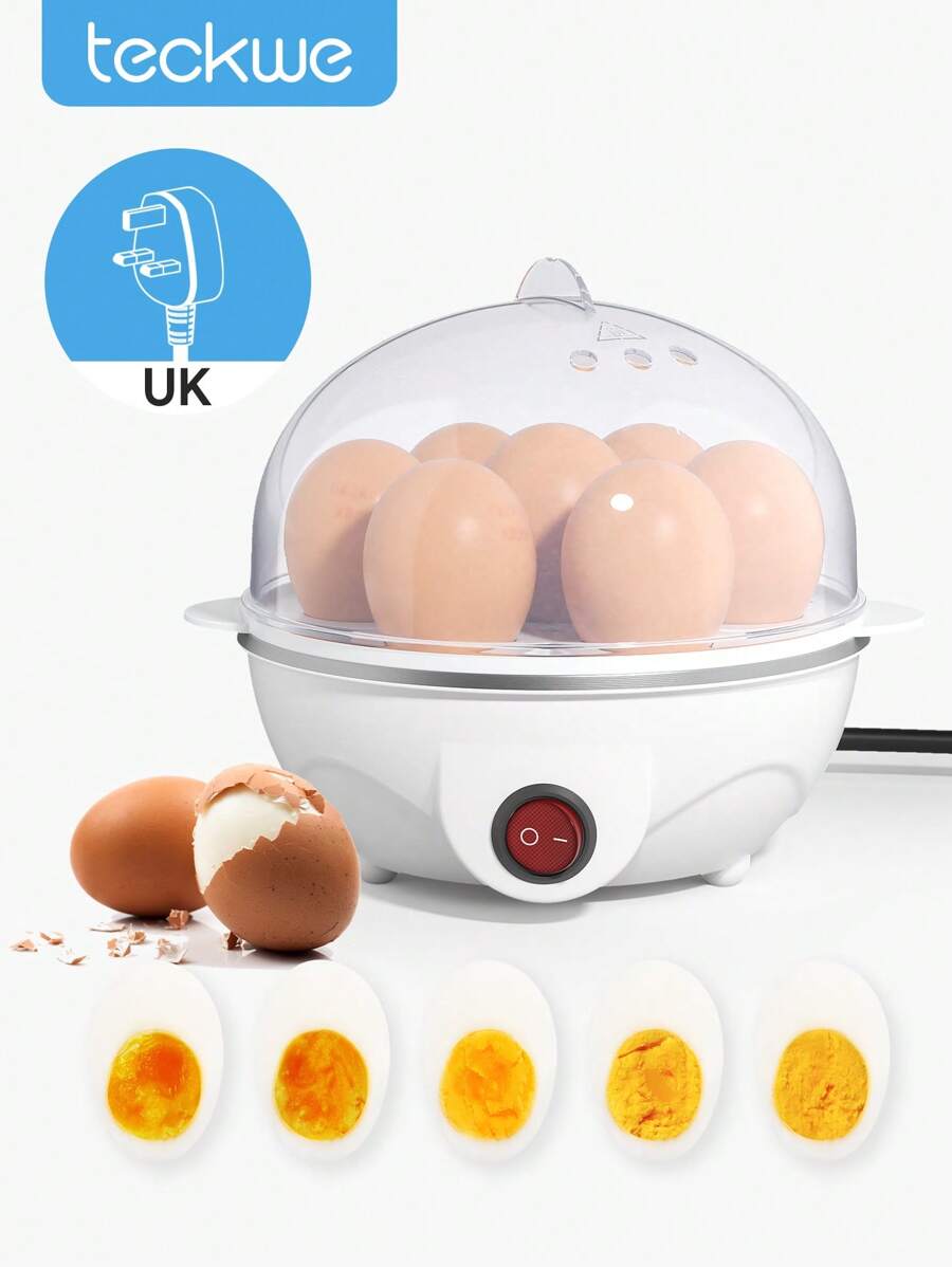 Teckwe Rapid Egg Cooker, 7 Egg Capacity Electric Egg Cooker For Hard Boiled Eggs, Poached Eggs, Scrambled Eggs, Or Omelets With Auto Shut Off Feature-UK Plug