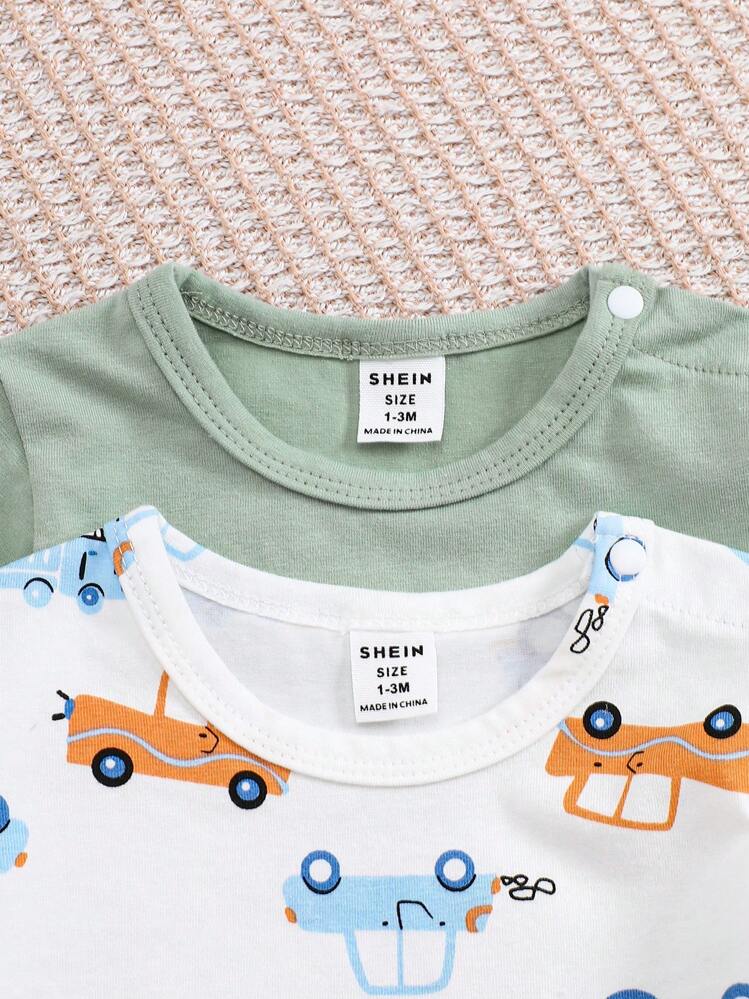 زوج من طقم بذلة كاملة بنقشة سيارة ذات كم طويل مع ش...