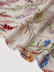 Franclia Plus Size Women's Wide Shoulder Sleeveless Waist Cinched Flared A-Line Floral Vacation Casual Dress