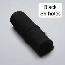 1 hộp đựng bút chì vải đen thủ công – 36/48/72 lỗ, sức chứa cực lớn cho bút chì nghệ thuật, lý tưởng để phác thảo, vẽ và du lịch - màu đen - Xem 8