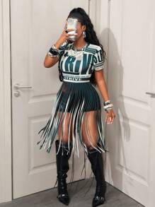 BamGleam 绿色字母休闲印花T恤