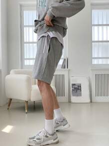 DAZY Spring/Summer Men's Gray Letter Embroidered Hoodie Set Fall,Winter - Grey - View 3