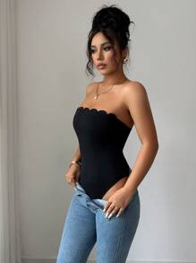 Rafferiza Body tipo tubo con volantes - Negro - Ver 7