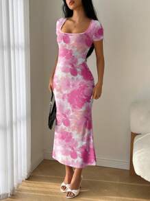 Modelyn Vestido de sirena de verano con escote de volantes y ajustado al Body - Multicolor - Ver 1