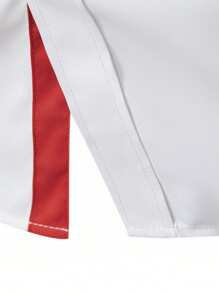 Calvornis Chemise décontractée de navette à blocs de couleurs et patchwork pour hommes. Chemise habillée pour hommes en rouge et blanc. Chemise habillée avec bordure rouge, pour l'automne - Blanc - Voir 4