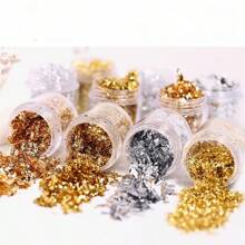 SHEIN Basic living 10g 金属箔片，适用于美甲、绘画、工艺品、树脂首饰制作、DIY 工艺品、粘液和树脂首饰制作 - 金色 - 查看 6