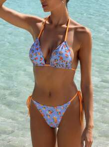 Swim Mod Conjunto de bikini de mujer con cuello halter, traje de baño de 3 piezas