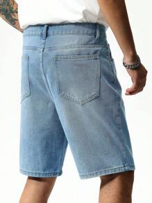 Manfinity Hypemode Pantalones cortos casuales holgados tipo bermudas de hombre con bolsillos, versátil - Lavado ligero - Ver 6