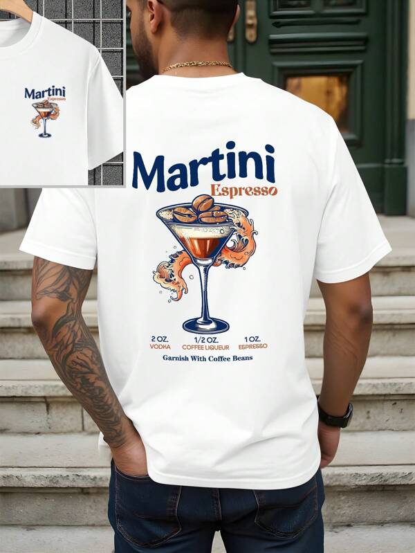 Manfinity Dauomo Cocktail Graphic Short Sleeve Tee For Men
