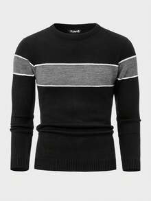 Jersey regular de punto de canalé con bloque de color para hombre