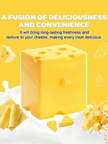 1 Piece Of Cheese Slice Storage Container With Flip Cover, Shaped Like A Plastic Butter Block, Cheese Slice Shaped Holder, Cheese Slice Freshness Box Refrigerator Storage Shelf Flip Cover, For Refrigerator Food, Kitchen, And Camping Supplies - Yellow - View 8