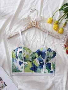 SHEIN 1pc Women's Minimalist Print Sexy Bra