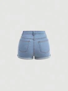 SHEIN Girlism Teen Girl Skinny Pockets Summer Casual Denim Shorts