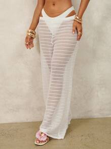 SHEIN Swim 女士镂空罩衫沙滩裤套装