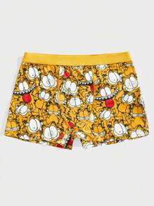 GARFIELD | SHEIN 1pc Women Comfy Cute Cartoon Print Yellow Boxer Briefs,Suitable For Everyday Wear, - Yellow - View 1