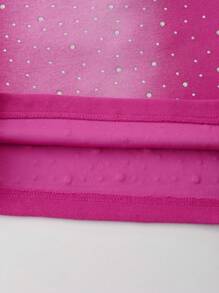 ROMWE MEN Men's Street Life Drawstring Waist Pockets Rhinestone Drizzle  Print Shorts - Hot Pink - View 5