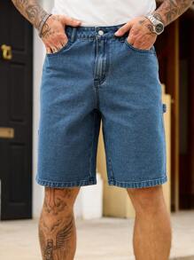 RivetRise Shorts vaqueros casuales tipo bermuda con bolsillos para hombre