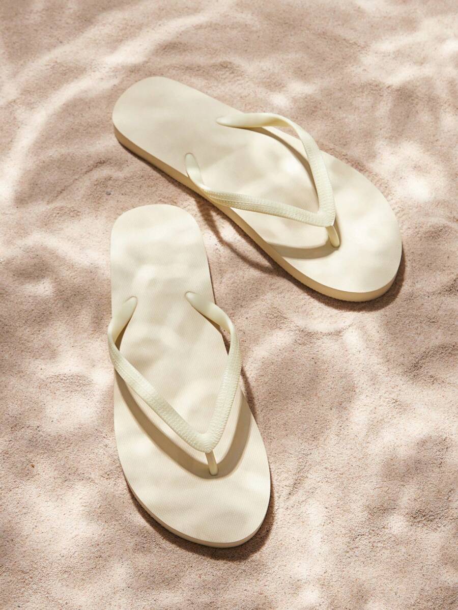 Grefit Women Summer Flip Flops, Fashion Round Toe Beach Sandals - Beige - View 1