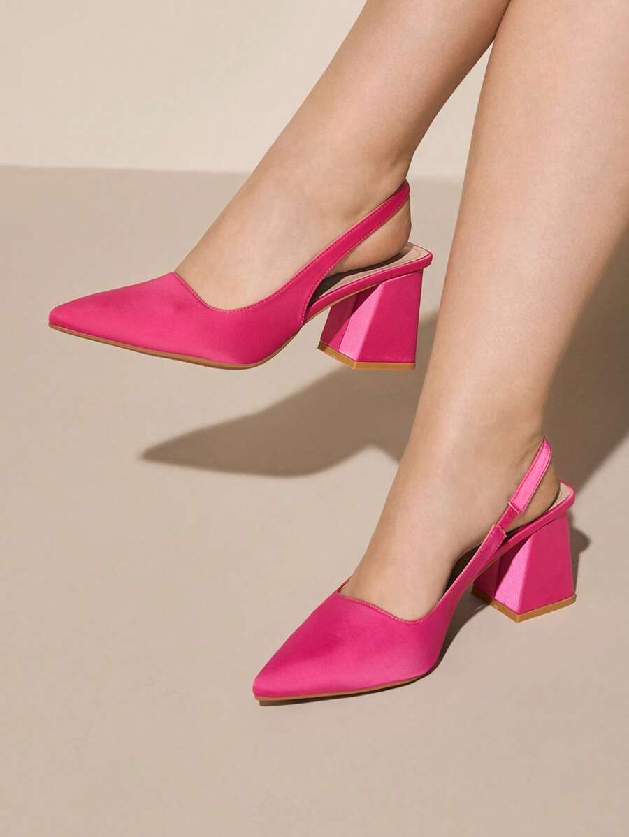 CUCCOO CURVES Women's Plus Size Fuchsia Classic Comfortable Pointed Toe High Heels, Pink - Hot Pink - View 1