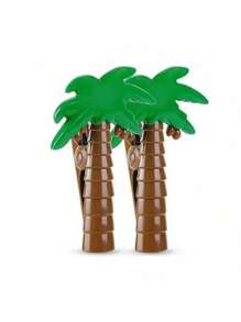 SHEIN 2pcs Beach Towel Clip Summer Portable Chair Holder Large Plastic Clothes Clip Parrot Watermelon Flamingo Ice Cream Pineapple Cactus Coconut Tree Style Clothesline, Graduation Season, Back To School Season Towel Clip - Multicolor - View 12