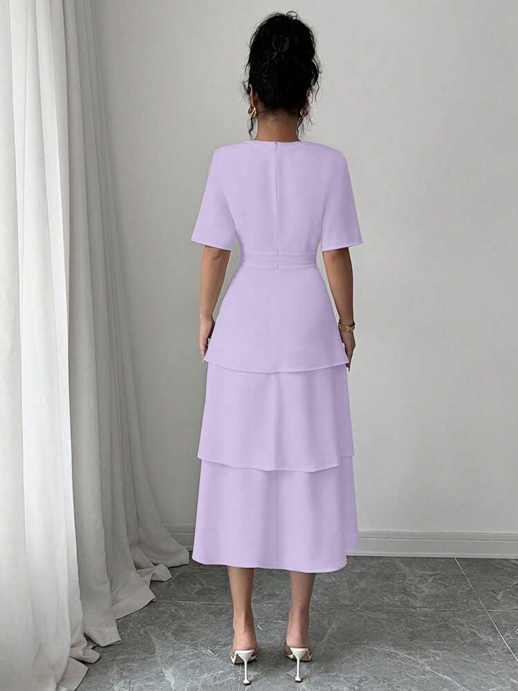 SHEIN Elenzya Women's Simple Solid Color Butterfly Decor Skirt - Mauve Purple - View 2