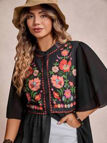 Freevana Plus Size Summer Holiday Floral Print Front Button Loose Blouse Summers For Women Graphic Top Going Out Tops Women Western School Clothes Vintage Cute Shirts Fall 2000s Style Beach Vacations Country Fall Women Clothes Teacher Vintage Clothes Women Boho Rave Boho Tops For Women Boho Blouses