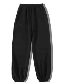 SHEIN Skeleton Hand Print Slant Pocket Sweatpants Graduation,Back To School Outfits,Graduation,Teacher Outfits For Women,Back To School Fall Cloth For Women - Black - View 2