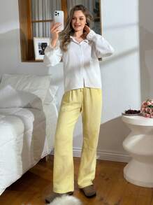 EURMUSE Women's Boho Style Good Quality Ruffle Detailed Linen Blouse - White - View 6