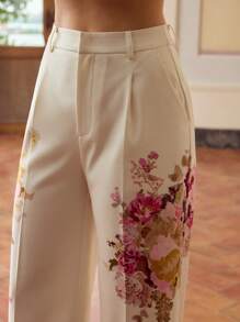 ZEYLAH Women's Floral Print Loose Elegant Wide Leg Pants, Spring/Summer - Multicolor - View 5