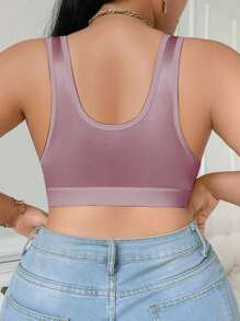 1 件大码女式前扣花卉提花无钢圈文胸，提升型