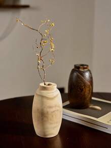 Cirelle 1PC Light /Dark Color Authentic Paulownia Wood Decorative Vase | Air-Dried Floral Arrangement Container | Rustic Farmhouse & Simple Style, Gift For Housewarming, Summer Home Decor, New Year, Christmas Gift, Mother's Day Gift, Rama Table Decor, Garden Use, High-End Hotel Supplies, B&B Decor - Multicolor - View 3