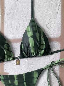 Swim Vcay Bộ 2 chiếc/Bộ đồ bơi bikini họa tiết ngẫu nhiên gợi cảm cho nữ, mùa hè, dây đeo mảnh bằng kim loại - Nhiều màu - Xem 4