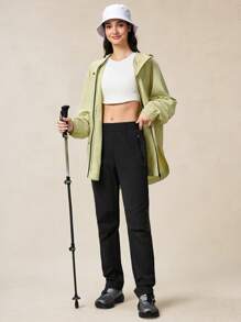 OutZeal 女士户外黑色长裤，适合露营、徒步旅行，触感凉爽，速干弹力修身剪裁，带口袋