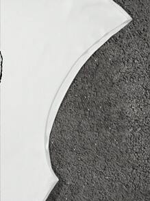 Manfinity EMRG Camiseta sin mangas casual de hombre con estampado de personaje y lema, de estilo callejero de moda, para verano - Blanco - Ver 4