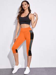 Easithlete Women's Casual Outdoor Exercise Stretchy High Waist Sports Leggings - Orange - View 3